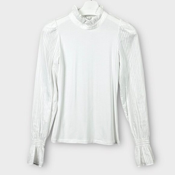 ME+EM Delicate Frill Layering Top White With Semi Sheer Sleeves - Picture 9 of 9